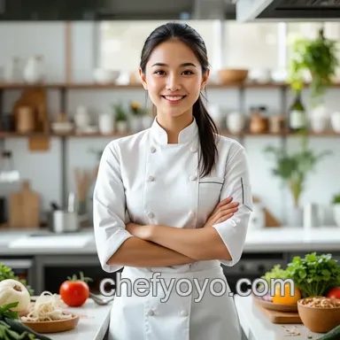 The chefyoyo[.]com author photo, an AI portrait of a woman in a chef coat with a chefyoyo.com watermark.